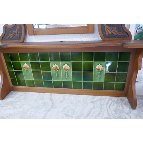 386 - Tile backed marble topped satin-wood washstand - Approx W: 118cm D: 510cm H: 1600cm