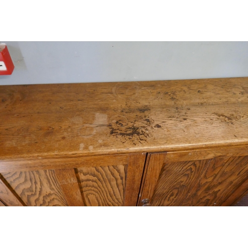 395 - Antique oak school cupboard - Approx W: 127cm D: 37cm H: 105cm