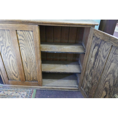 395 - Antique oak school cupboard - Approx W: 127cm D: 37cm H: 105cm