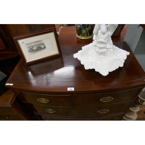 428 - Mahogany bow fronted chest of drawers - Approx W: 90cm D: 49cm H: 90cm
