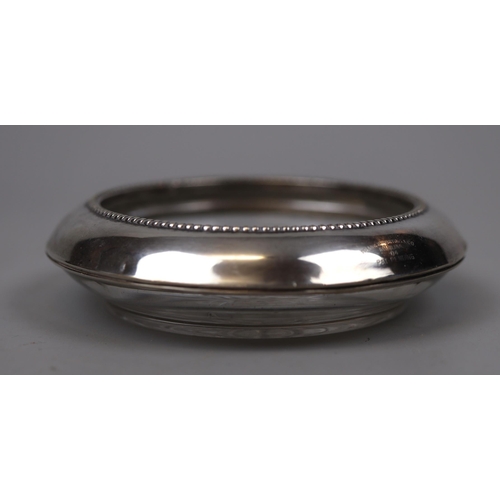 43 - 3 silver rimmed glass coasters