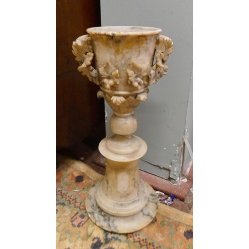 431 - Large marble torchiere together with 2 marble urns - 1 A/F