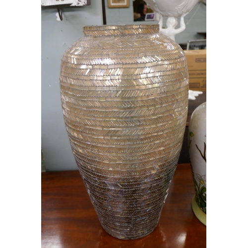 434 - Vase together with a ceramic lamp base - Approx height of tallest - 51cm