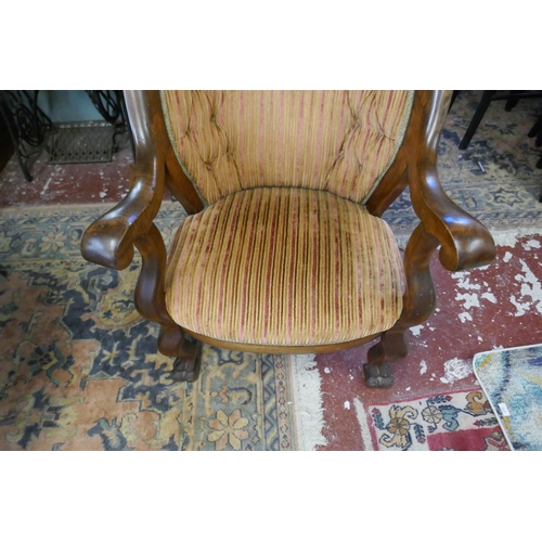 469 - Interesting upholstered thrown chair