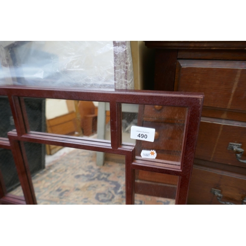 490 - Large arched window framed mirror together with another