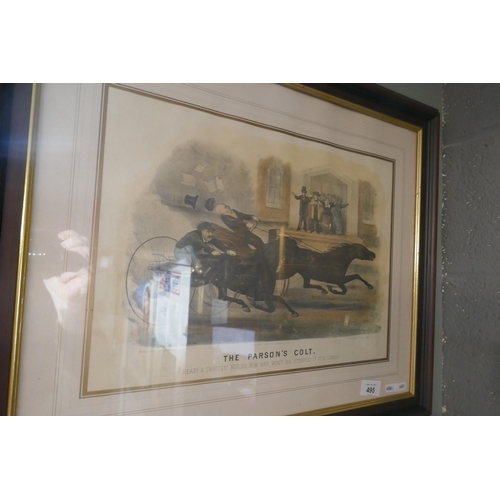 495 - 2 framed prints - 'Hounds throwing off' and 'The Parsons Colt'