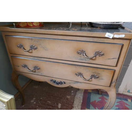 499 - Chest of 2 drawers on cabriole legs - Approx W: 93cm D: 45cm H: 87cm