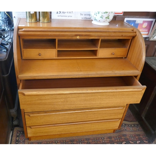 507 - Teak bureau - Approx W: 90cm D: 48cm H: 100cm