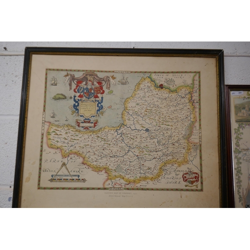 538 - 2 framed maps - Worcestershire and Devonshire