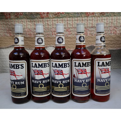 109 - Large collection of booze to include Lamb's Navy Rum, Sherry etc