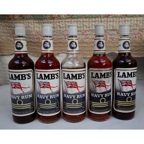 109 - Large collection of booze to include Lamb's Navy Rum, Sherry etc
