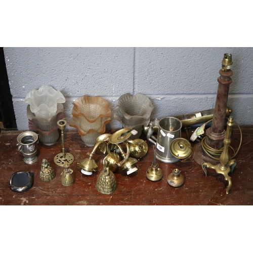 130 - Collection of metal ware to include wall lights etc