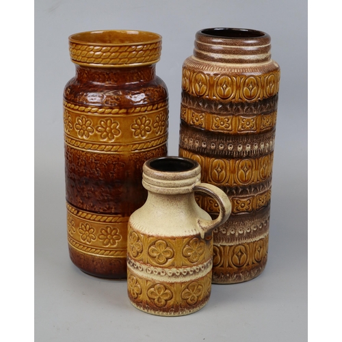 131 - 3 West German vases - Approx height of tallest: 41cm