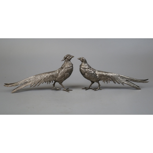 144 - Pair of silver plated pheasants