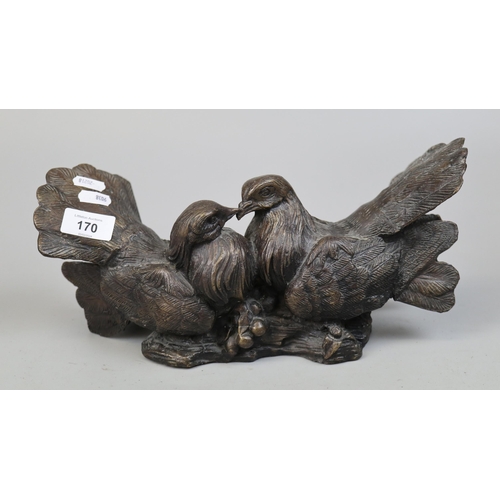 170 - Spelter sculpture of a pair of turtle doves