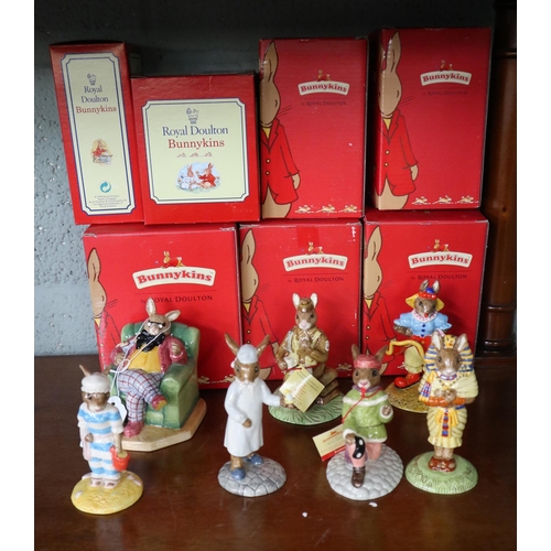 201 - 7 Bunnykins figurines in original boxes by Royal Doulton