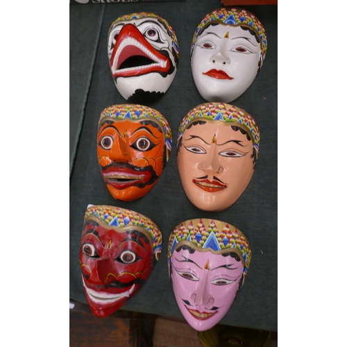 261 - 6 Indonesian hand painted face masks