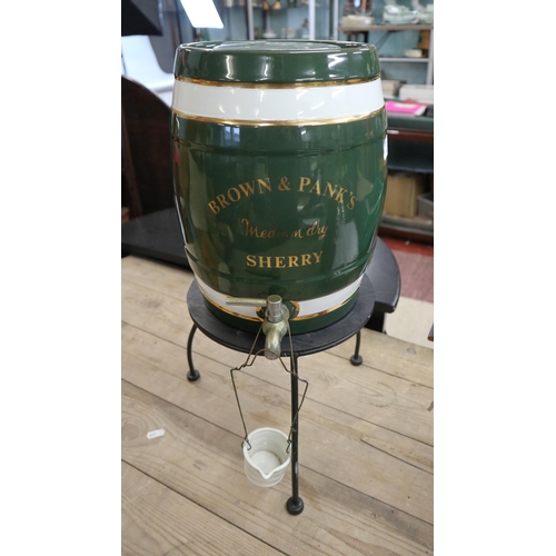 278 - Sherry barrel on stand together with its drip bucket