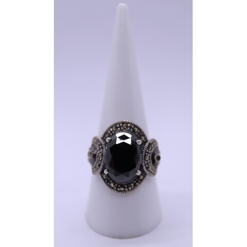 30 - Silver and marcasite stone set ring