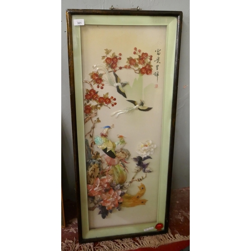 301 - Oriental framed shell art