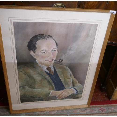 303 - Framed pastel portrait - Approx image size: 47cm x 63cm