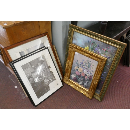 315 - Collection of framed prints together with a watercolour