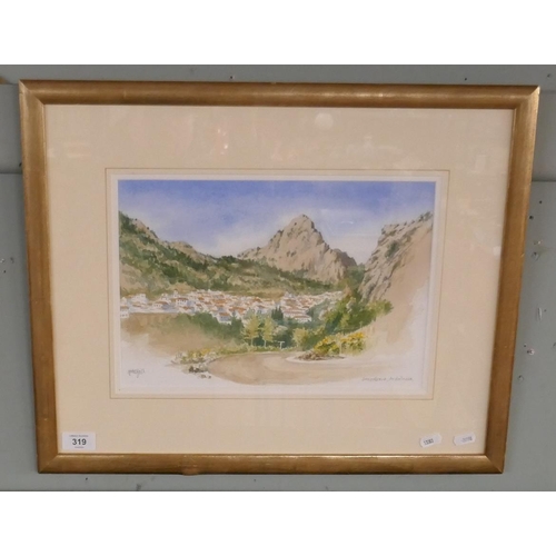 319 - Framed watercolour of Andalucia