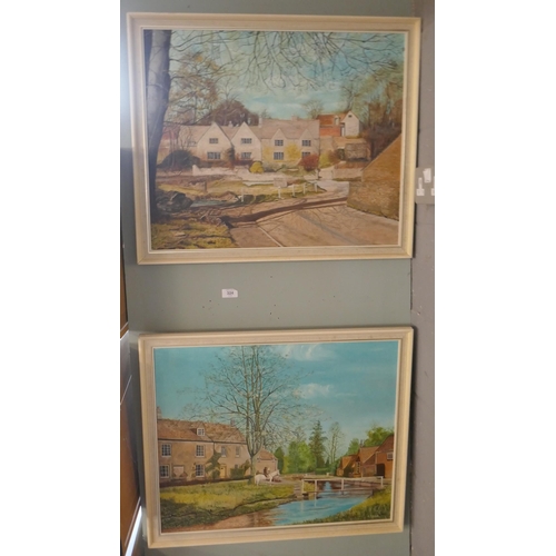 324 - Pair of oils on canvas signed J Grace of Lower & Upper Slaughter - Approx image sizes: 60cm x 50... 