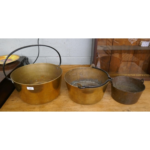 335 - 3 brass jam pans