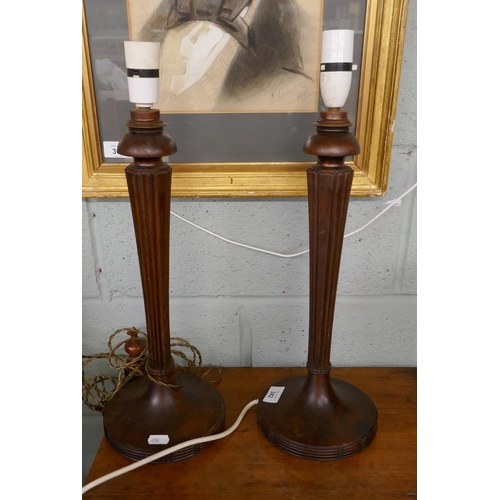 342 - Pair of wooden table lamps