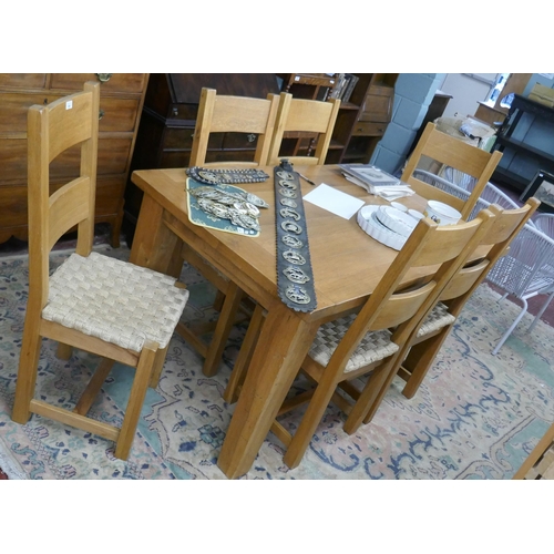 344 - Oak dining table and chairs