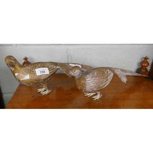 350 - Pair of brass pheasants