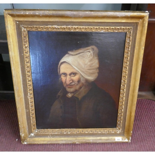 408 - 18thC oil on canvas of old gentleman - Approx image size: 48cm x 58cm