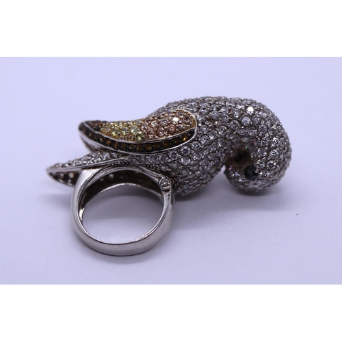 42 - Magnificent silver parrot ring