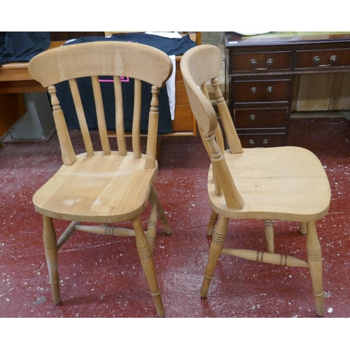 428 - Set of 4 beechwood slat back dining chairs - 1 A/F