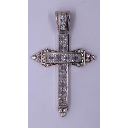 43 - Very large crystal set silver cross