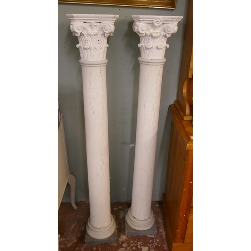 440 - Pair of wooden Corinthian column plinths - Approx height: 129cm
