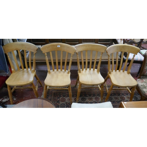 489 - Set of 4 beechwood slat-back dining chairs