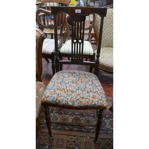 491 - Interesting inlaid bedroom chair