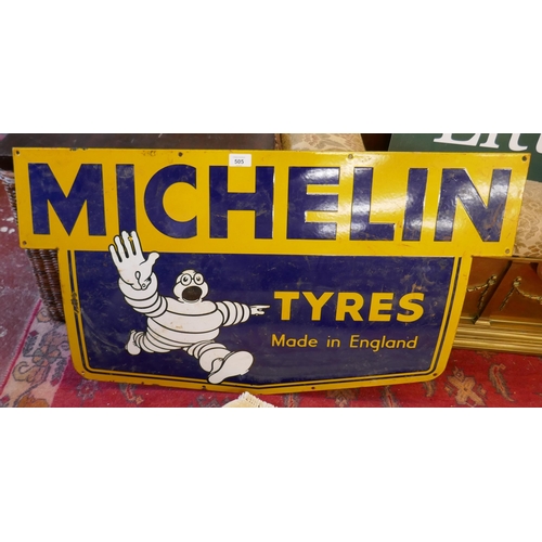 505 - Enamel sign - Michelin Tyres - Approx size: 90cm x 53cm