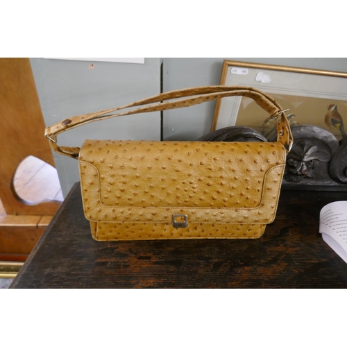 516 - Vintage Ostrich skin handbag