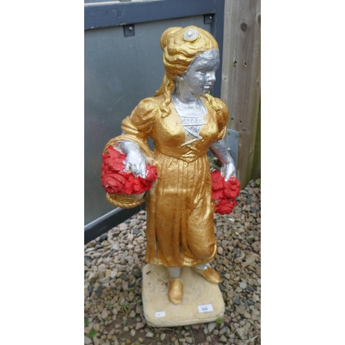 550 - Painted stone statue of flower girl
