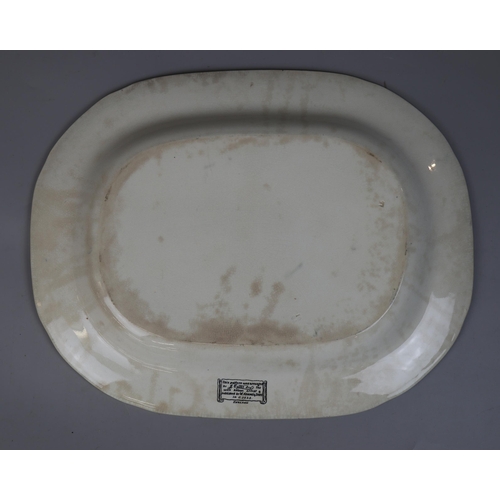 140 - Early Victorian Staffordshire English meat platter, black transfer printed on cream