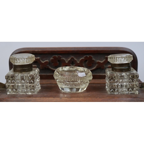 179 - Pen stand with glass inkwells