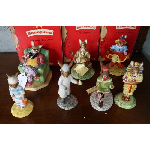 201 - 7 Bunnykins figurines in original boxes by Royal Doulton