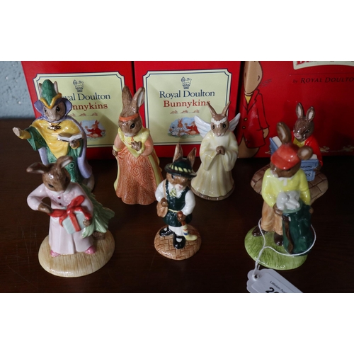 203 - 7 Bunnykins figurines in original boxes by Royal Doulton