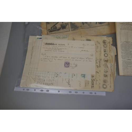 213 - Ephemera to include old newspapers, bank cheques etc