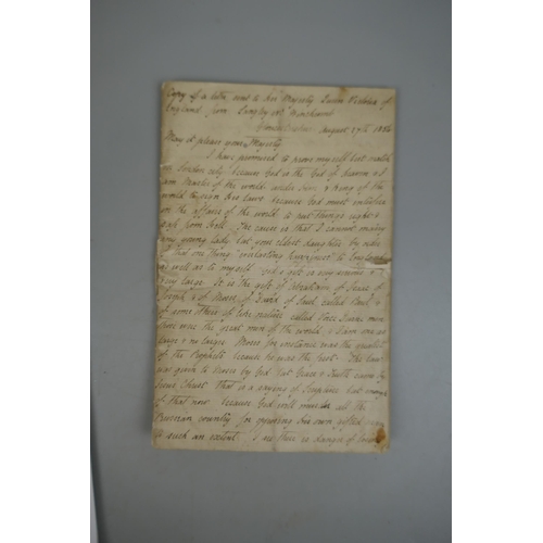 225 - Copy of a letter dated 1856 to Her Majesty Queen Victoria of England