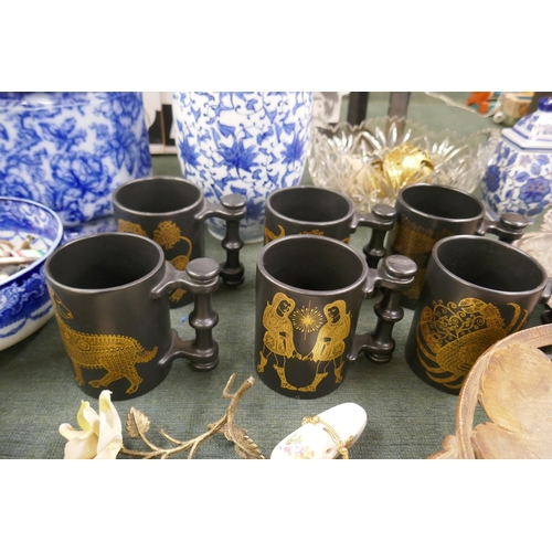 259 - Collectables to include Portmeirion zodiac tankards, Oriental china,  etc