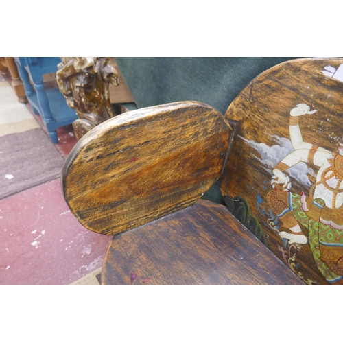 260 - Unusual rustic armchair with painted back panel